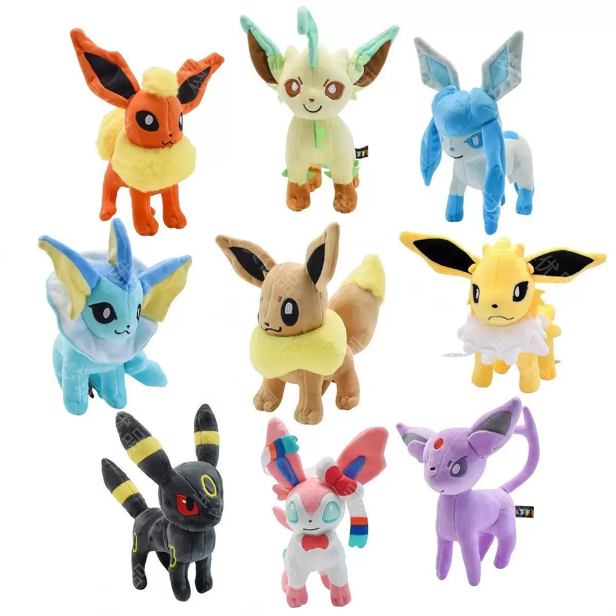 Complete set for sale The Eevee Family Pokemon Plush Toys Sylveon Peluche Umbreon Vaporeon Flareon Pikachu Stuffed Dolls Gift