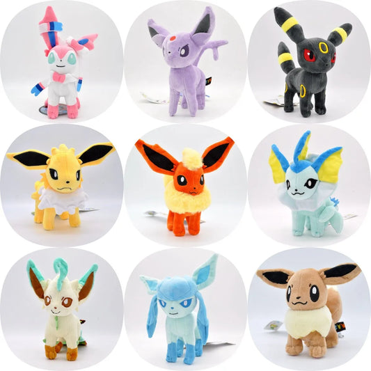 Complete set for sale The Eevee Family Pokemon Plush Toys Sylveon Peluche Umbreon Vaporeon Flareon Pikachu Stuffed Dolls Gift