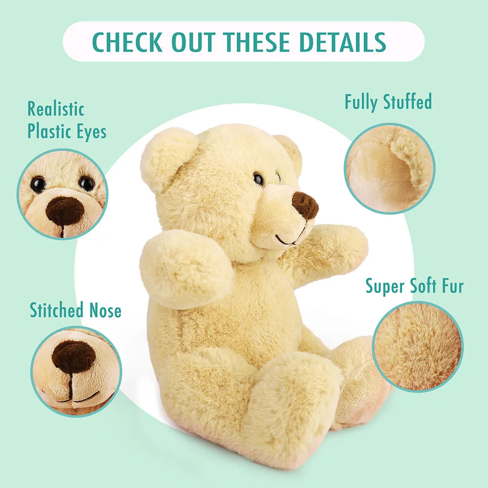 Set of 5 Mini Teddy Bears – 8" Soft Stuffed Animals for Baby Shower & Kids Gifts