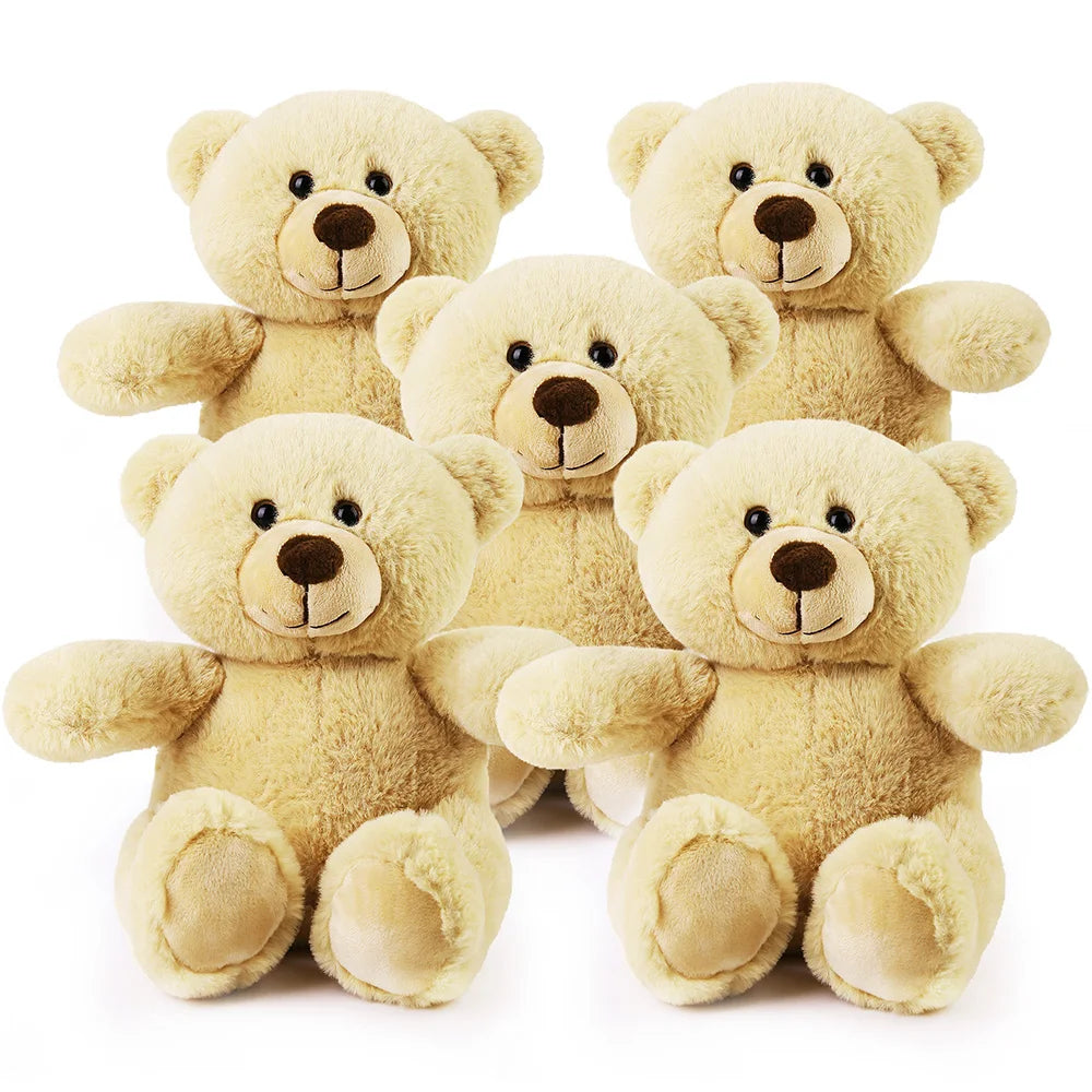 Set of 5 Mini Teddy Bears – 8" Soft Stuffed Animals for Baby Shower & Kids Gifts