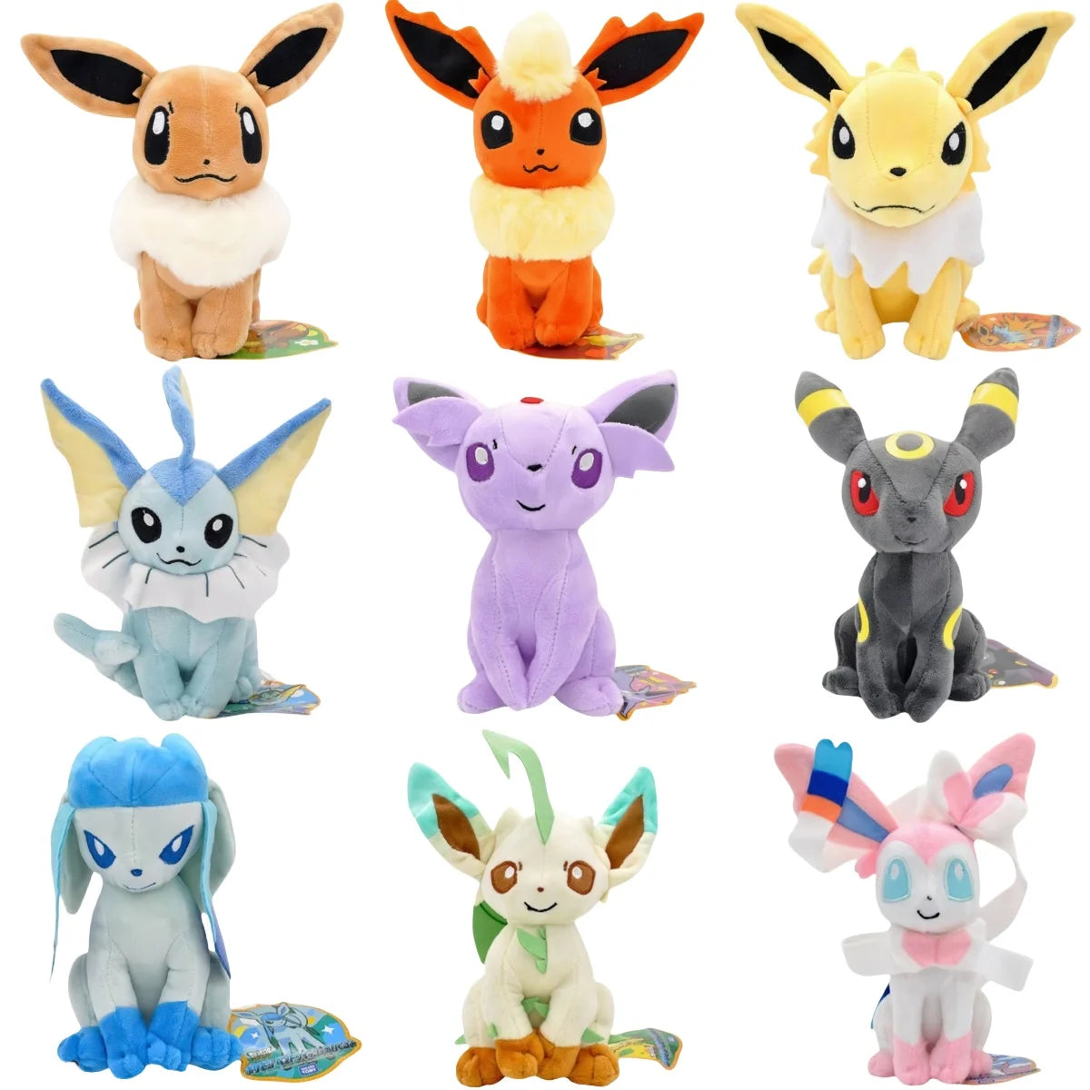 Complete set for sale The Eevee Family Pokemon Plush Toys Sylveon Peluche Umbreon Vaporeon Flareon Pikachu Stuffed Dolls Gift