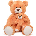 Giant Teddy Bear 39" – Large Mom & Baby Stuffed Animal Plush for Baby Shower, Orange