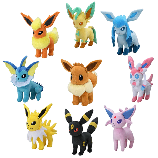 Complete set for sale The Eevee Family Pokemon Plush Toys Sylveon Peluche Umbreon Vaporeon Flareon Pikachu Stuffed Dolls Gift