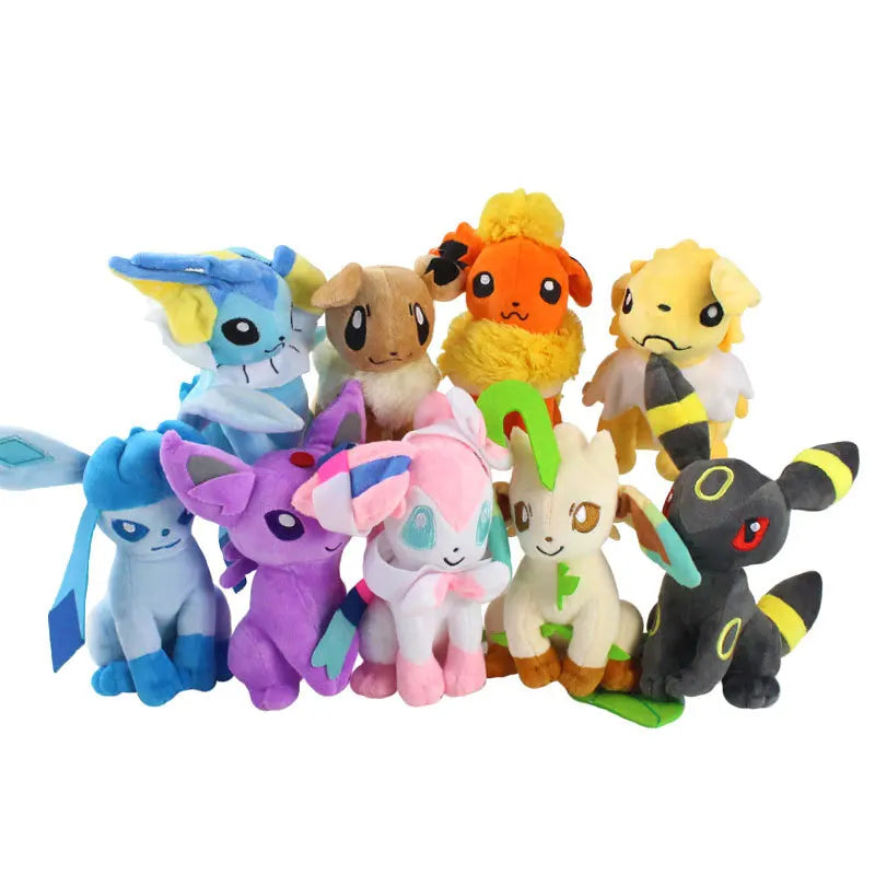 Complete set for sale The Eevee Family Pokemon Plush Toys Sylveon Peluche Umbreon Vaporeon Flareon Pikachu Stuffed Dolls Gift